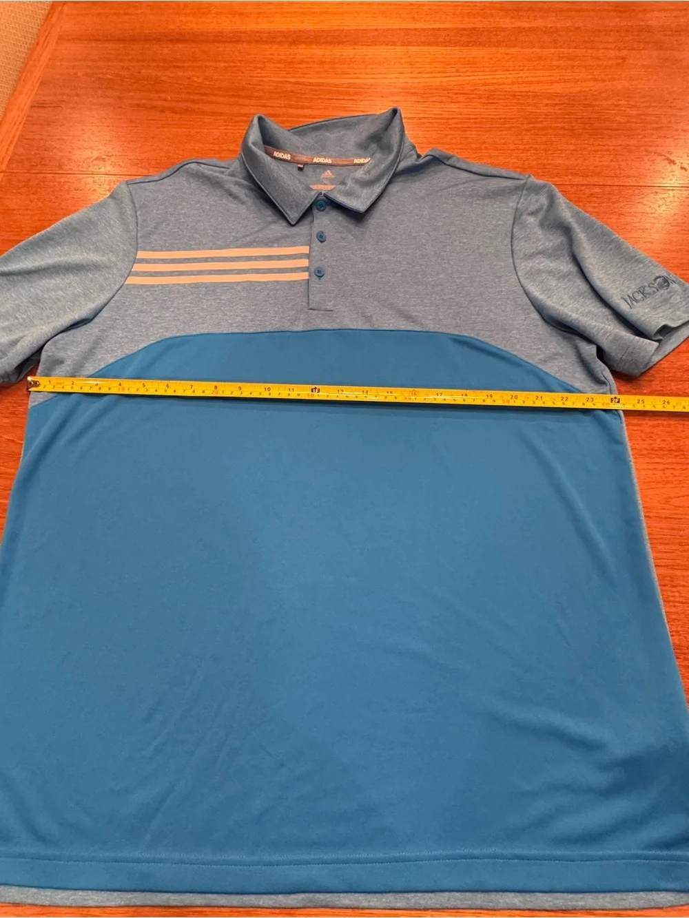 adidas Men’s xl  Two-Tone Blue Golf Polo with light gray/silver Stripes
